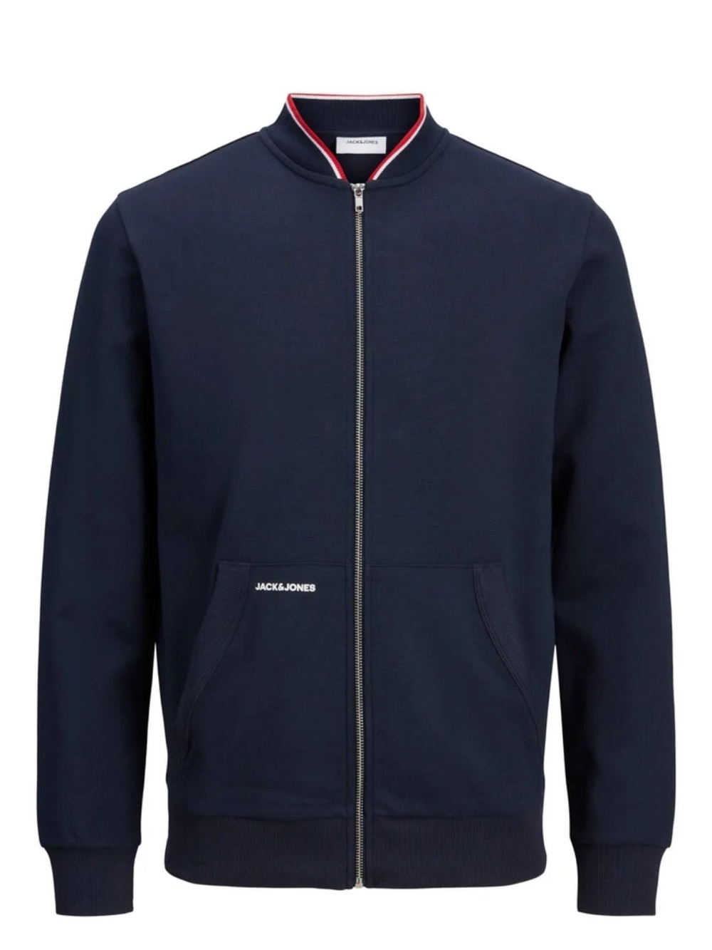 4XL Jack & Jones Men's Navy Zip-Up Bomber Sweater